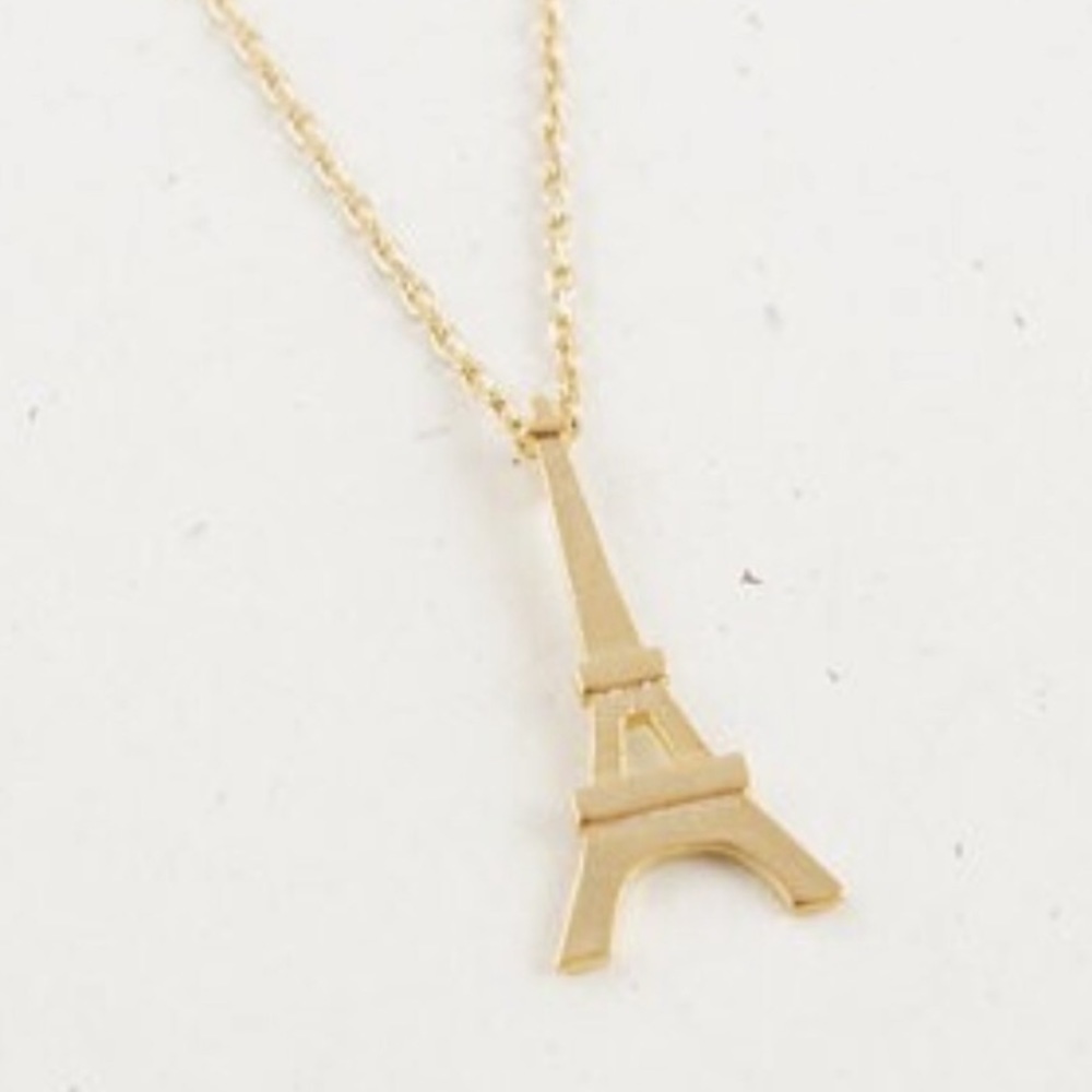 Gold Eiffel Tower Pendant Necklace